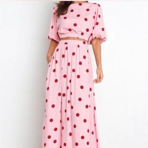 Petal & Pup Pink crop top and Maxi A-Line Skirt with Pleats size 6